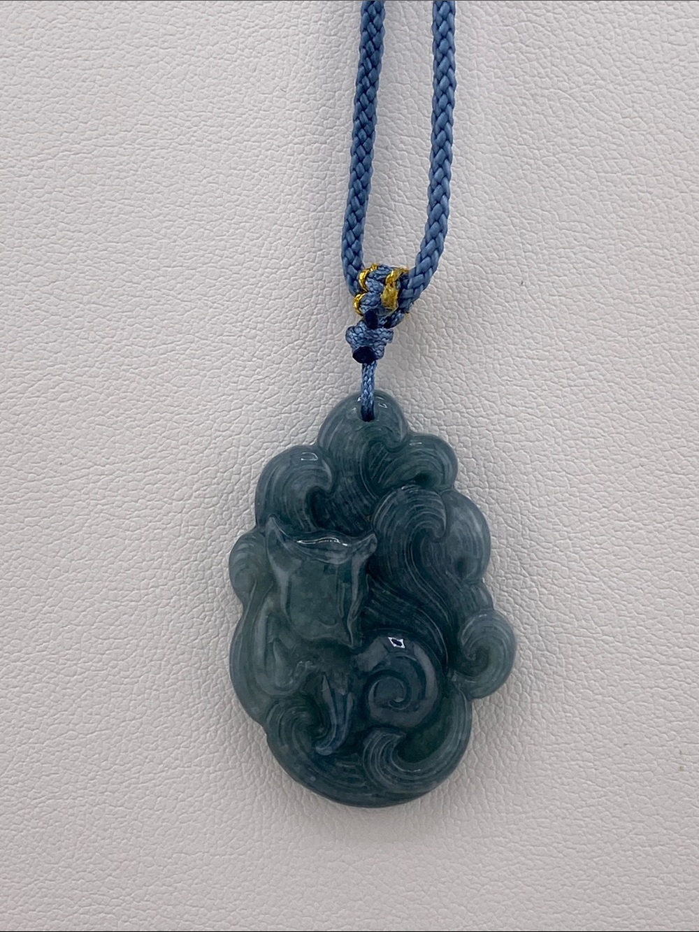 Blue Jade Carved Pendant Necklace - Women Jewelry